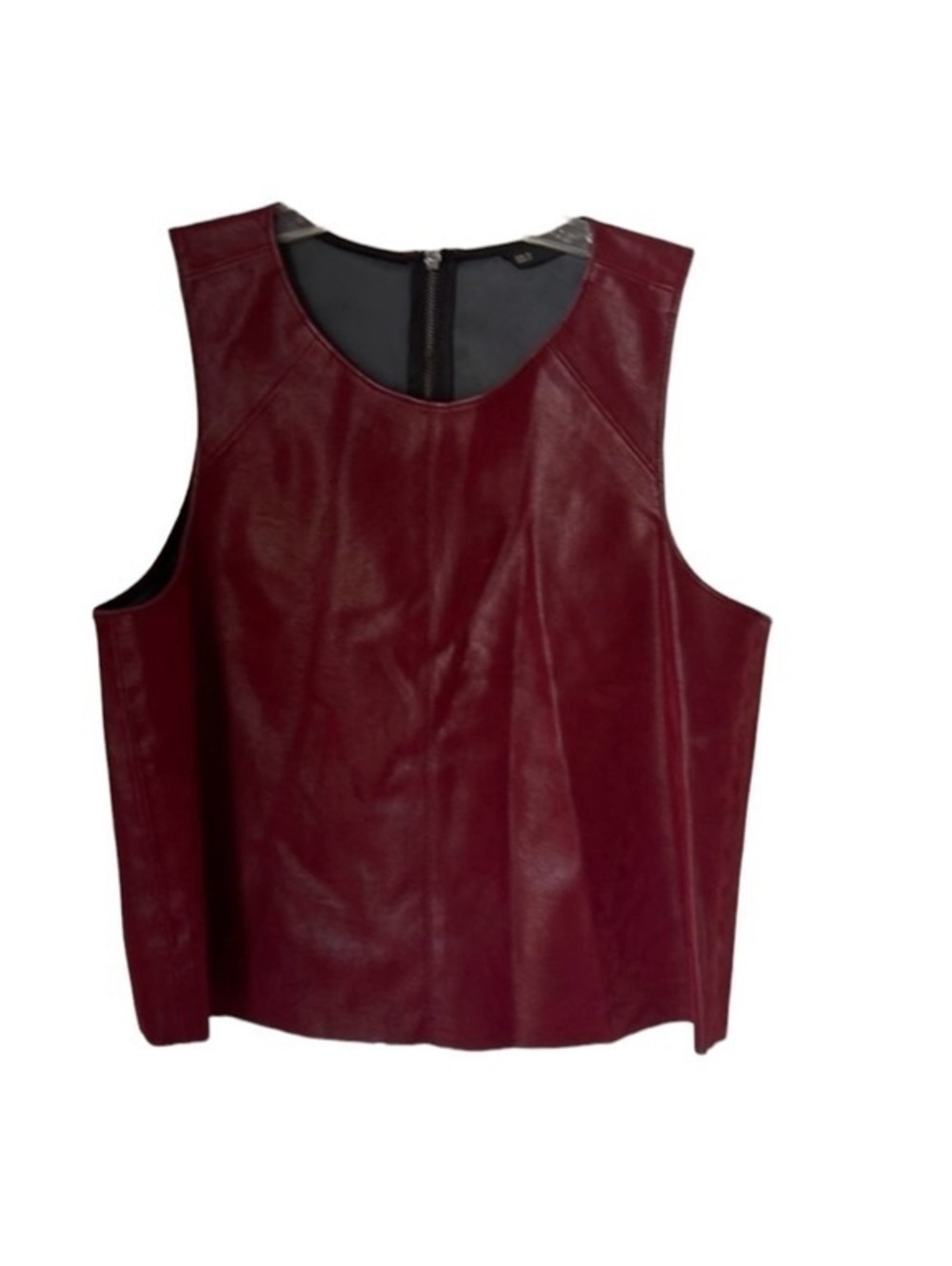 Sfera Burgundy Faux Leather Sleeveless Top with Back Zipper